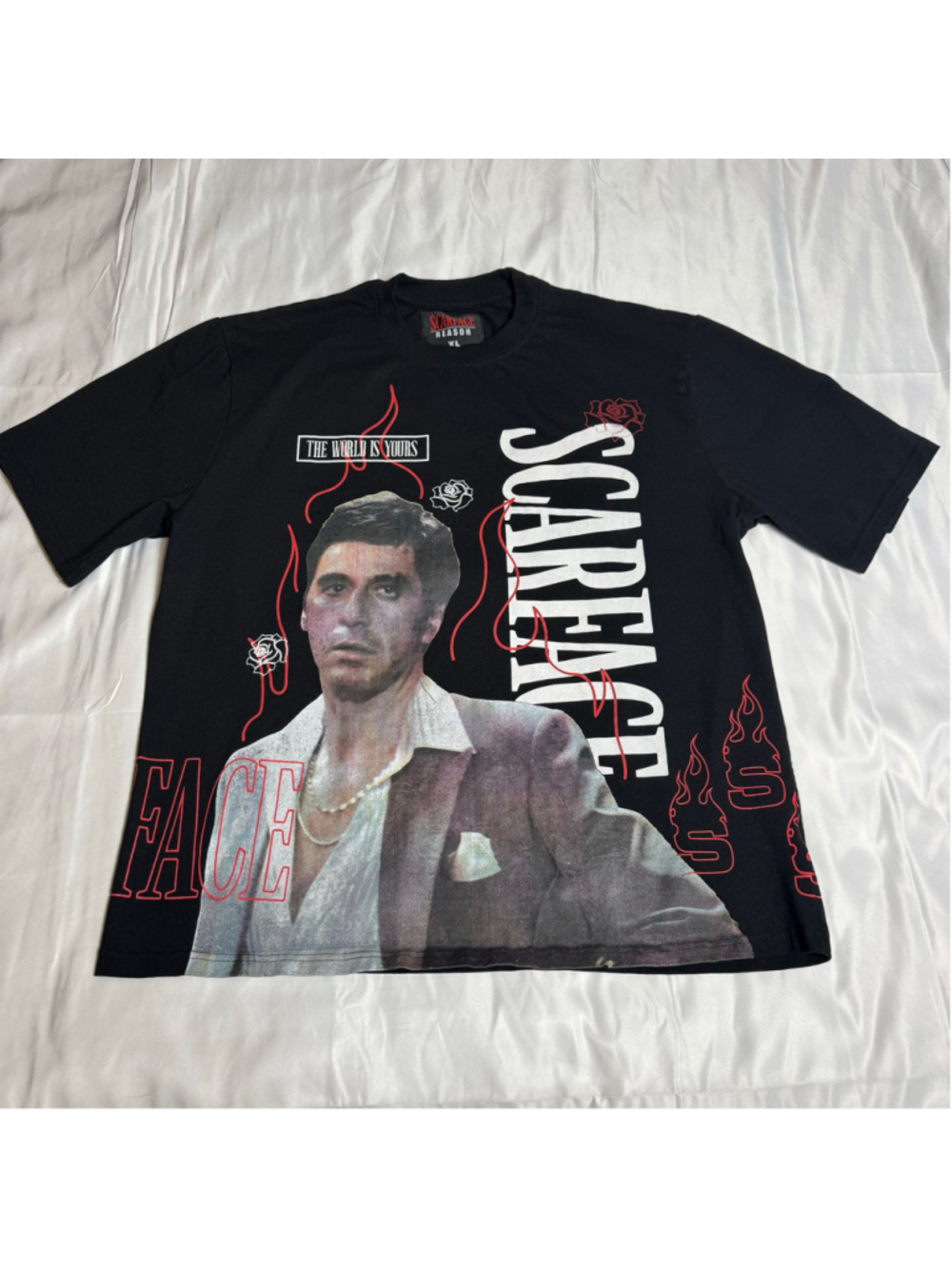 Men's Reason Scarface Graphic T-Shirt Black Red XL